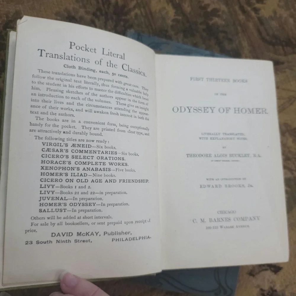 Homer's Odyssey Green Cover ,1st 13 Books ,Victorian Antiquarian Novel Book 1896